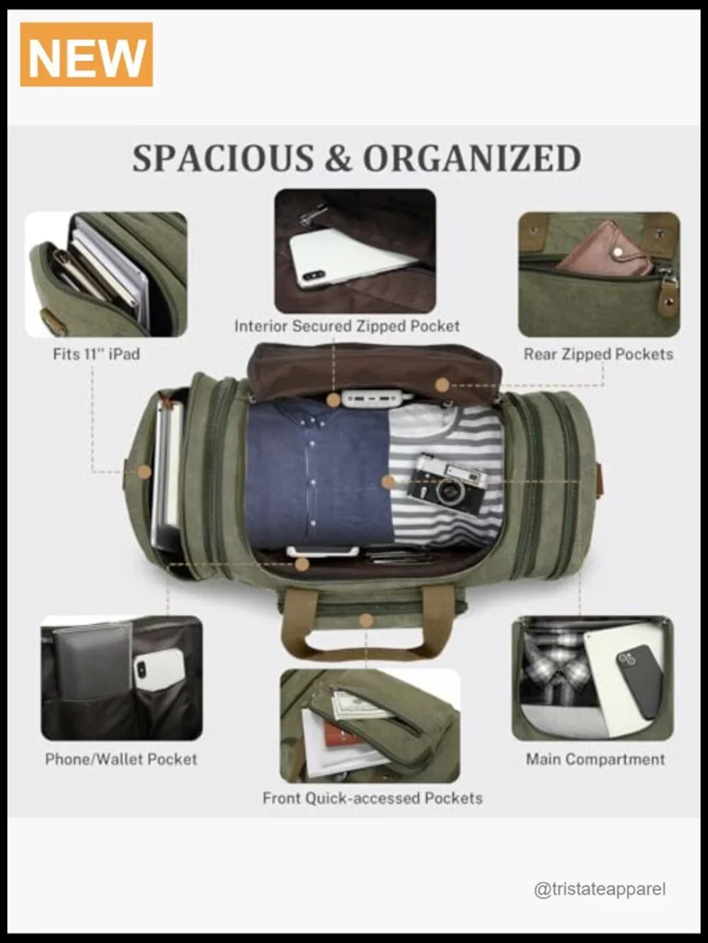 Canvas Duffle Bag for Travel 60L Overnight Weekender Carry On Luggage